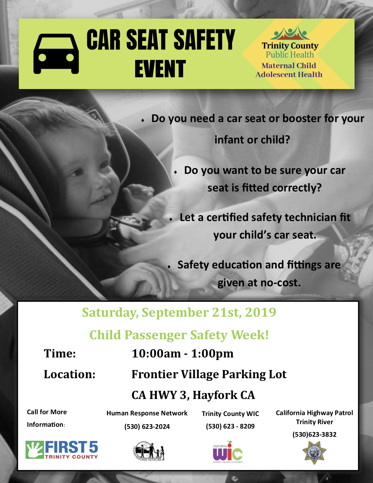 Trinity County Public Health Hosting Car Seat Safety Event on Saturday
