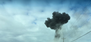 A transformer on fire near Alliance Road in Arcata Sunday.