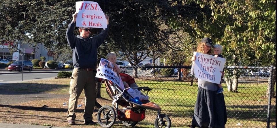 Family protesting abortion.