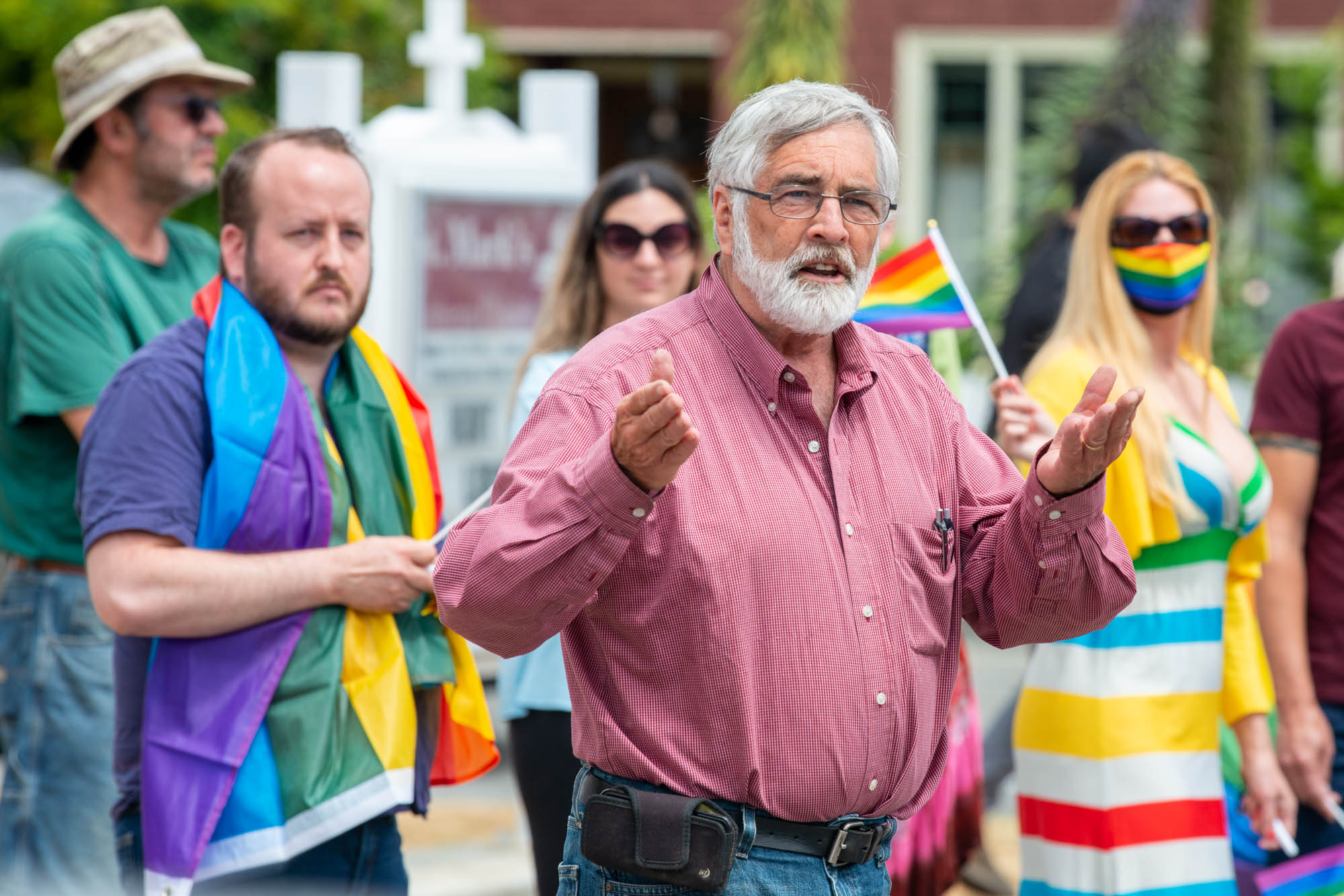 LGBT Protest in front of Ferndale Church. Photo by Mark McKenna