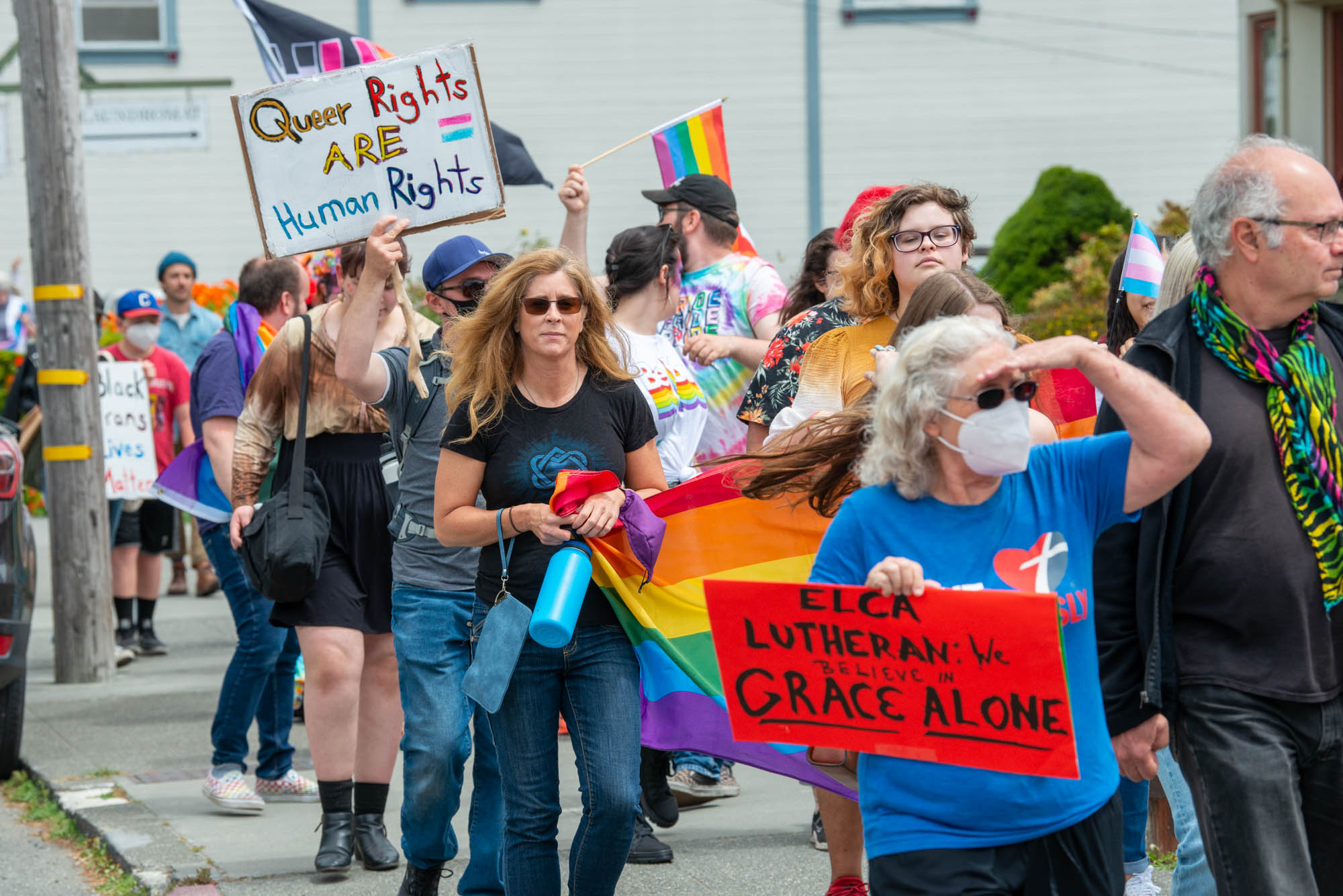 LGBT Protest in front of Ferndale Church. Photo by Mark McKenna