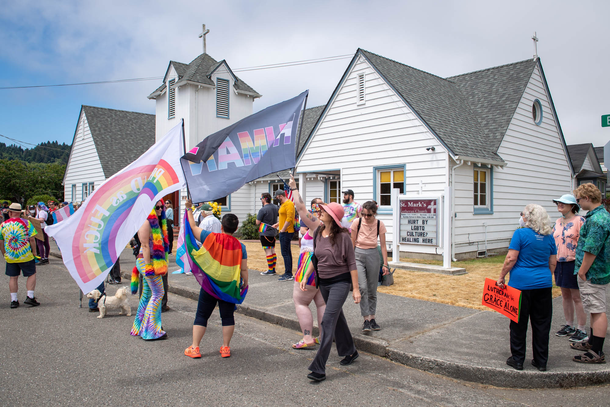 LGBT Protest in front of Ferndale Church. Photo by Mark McKenna