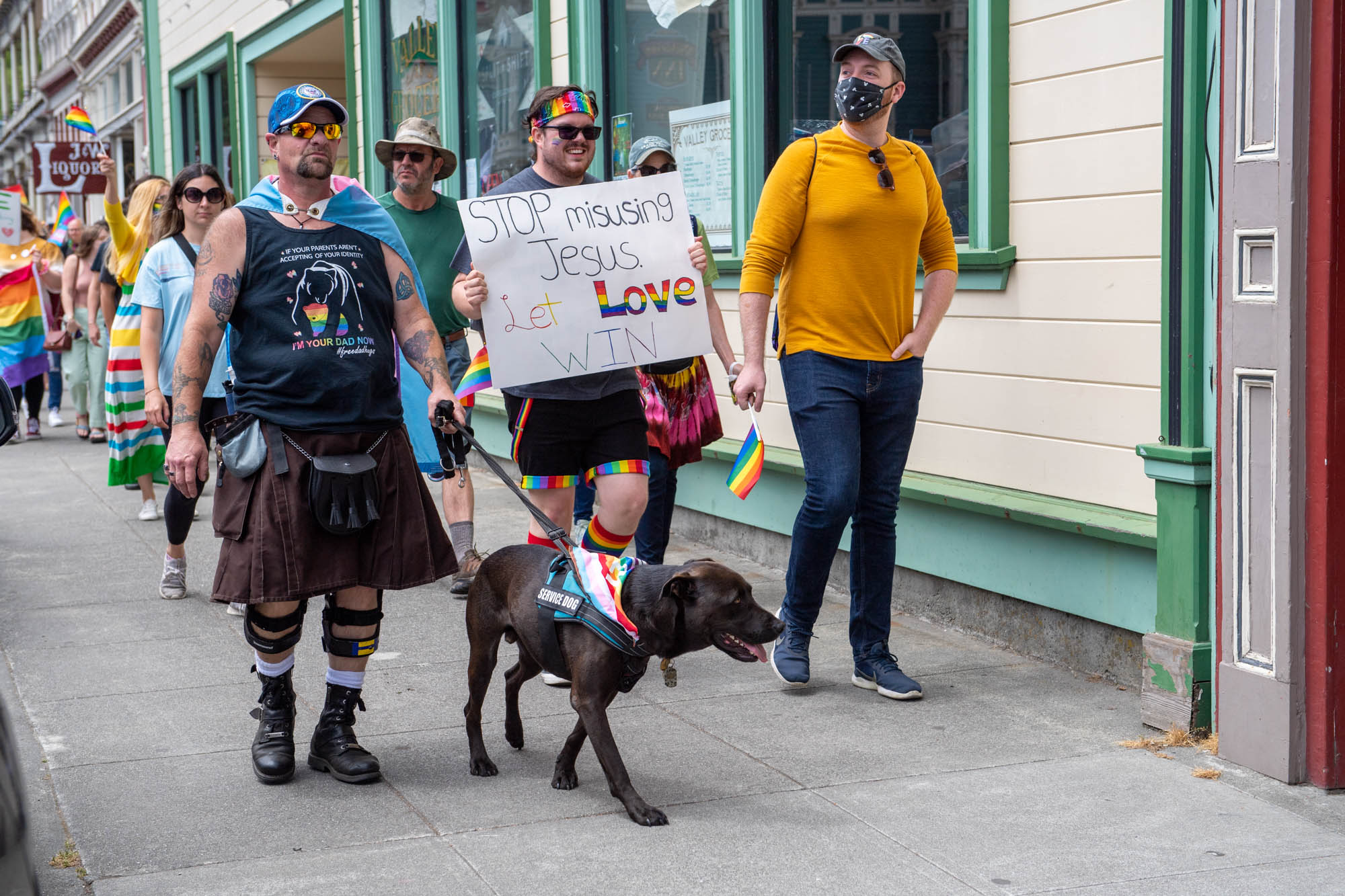 Kaelan McCarthy, left, said he saw a post from the Scotia Lodge on social media about the demonstration and helped spread the word.