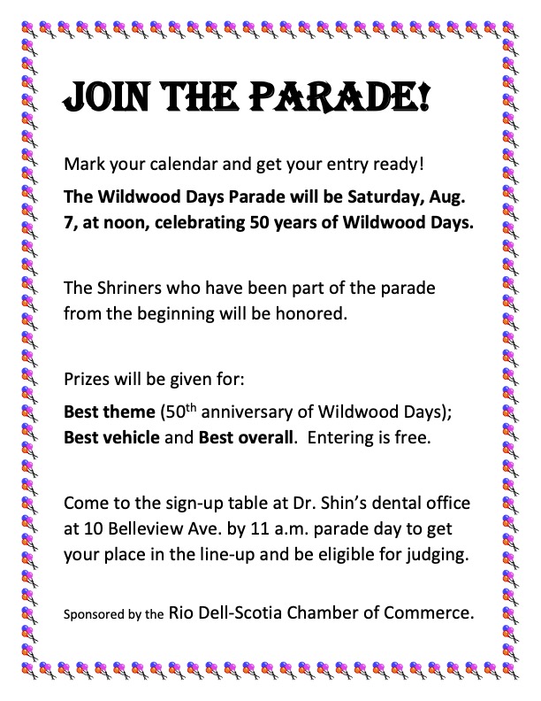 ‘Start Planning Now for Wildwood Days Parade Entry,’ Says Rio Dell