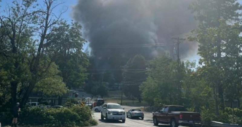 Two Structures On Fire In Weaverville, Round Table Weaverville