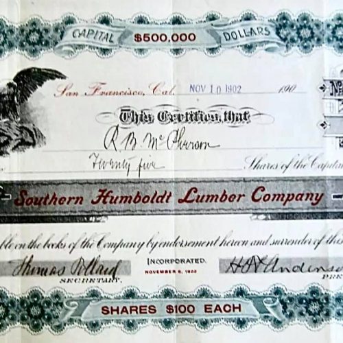 1902.Southern Humboldt Lumber Company stock certificate.jpg