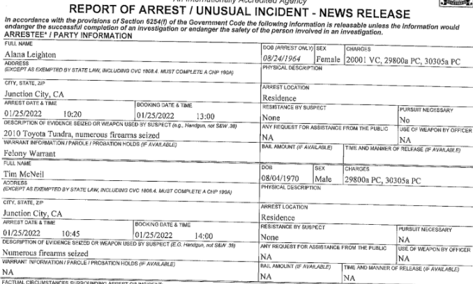 Search Warrant for Felony Hit and Run Which Occurred in Weaverville ...