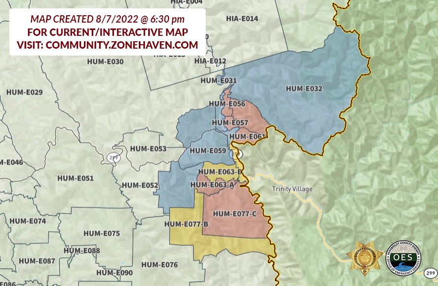 6:30 p.m. 8/7/22 evacuation map