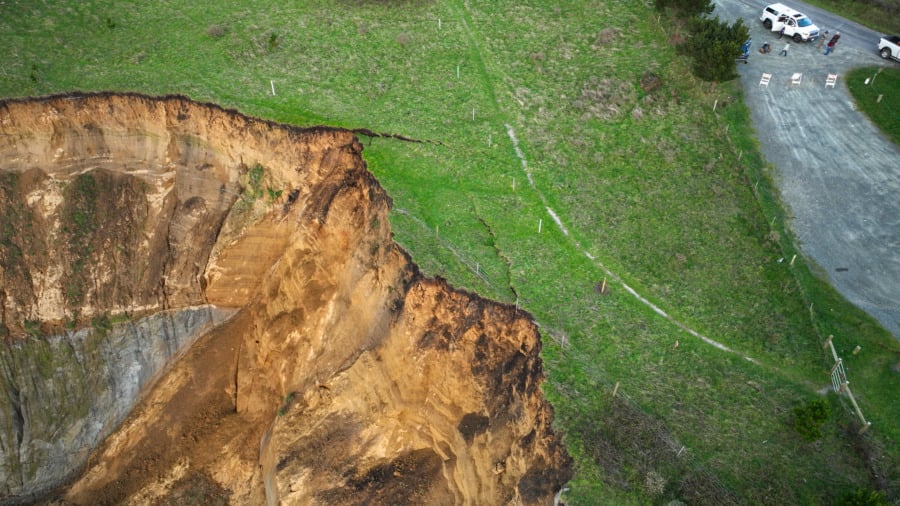 Landslide Strikes Fleener Creek Beach Near Ferndale, California ...