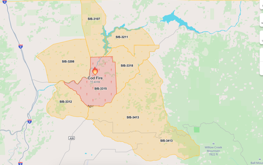 [update 8:33 P.m.: Forward Spread Stopped] Fire Burning North Of Yreka 