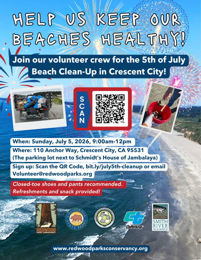 Beach cleanup flyer for Redwood Parks