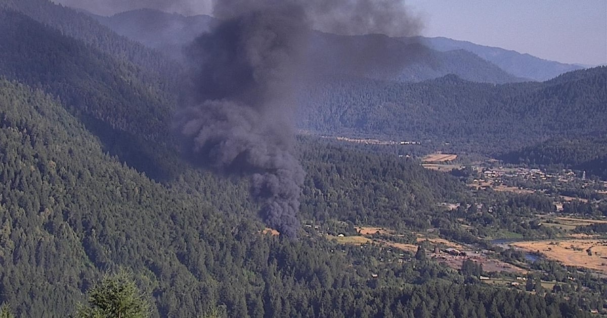 Thick Black Smoke Rising Near Hoopa