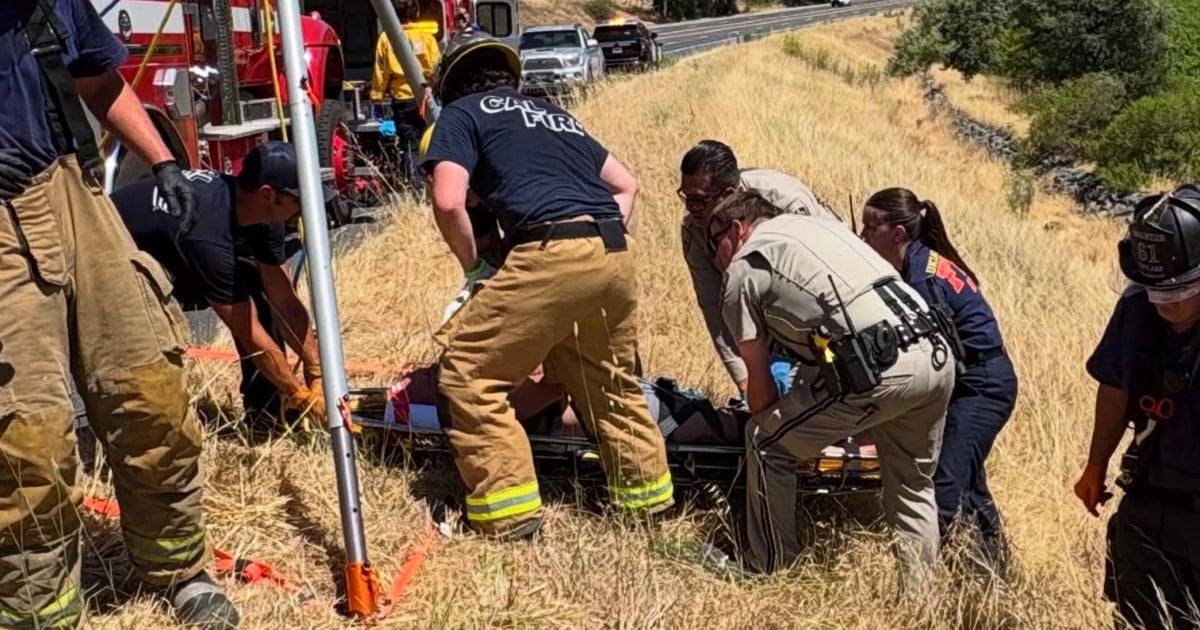 Driver Injured After Vehicle Plunges Down Embankment and Overturns South of Hopland