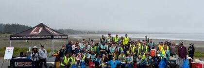Image: 2026 5th of July Cleanup volunteers pose for a photo near South Beach in Crescent City.