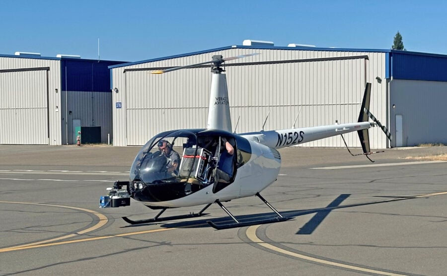 Helicopter on a landing pad