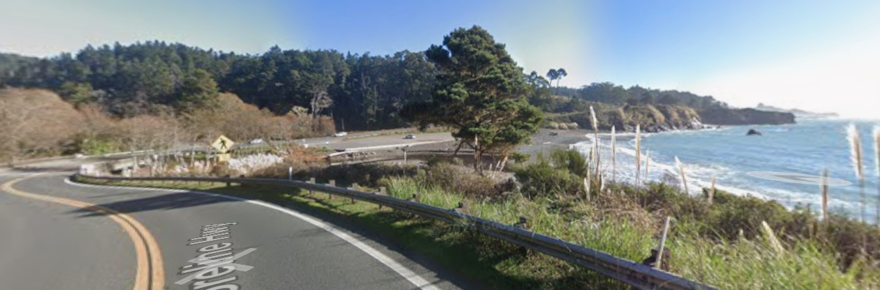 Screenshot of Google Maps showing the area around Van Damme Beach
